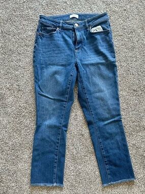 ✨ LOFT Classic Women's Blue Straight-Leg Jeans Frayed Hem Women’s Size 4 ✨